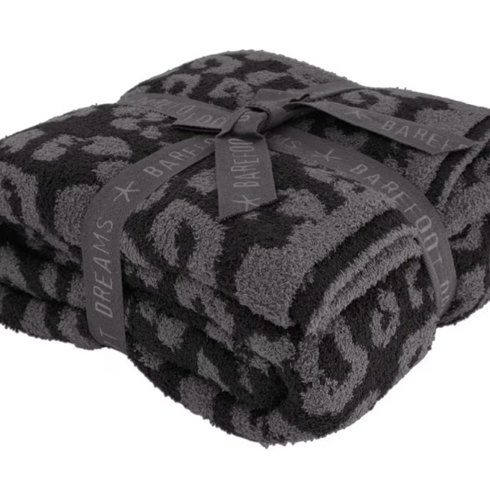 Barefoot Dreams Leopard Print Blanket in Black and Gray